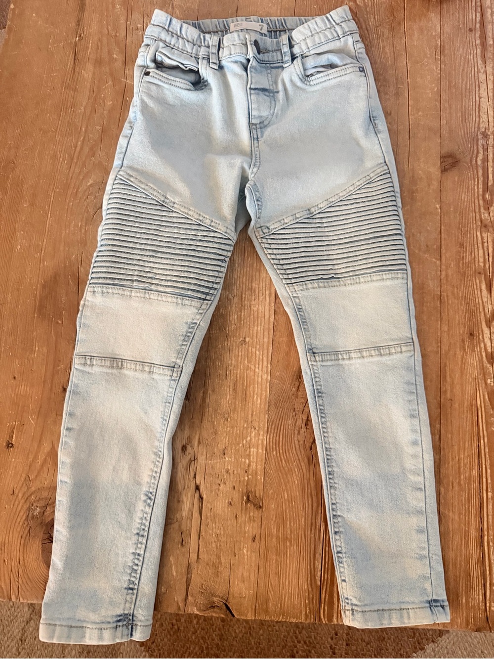 Boys youth size 7 Light Blue Ribbed Knee Jeans - Casual Stretch Denim